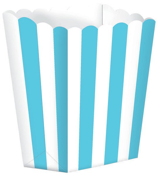 Popcorn Favor Boxes Small Stripe Caribbean Blue
