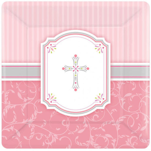 BLESSINGS PINK 17CM SQUARE PLATE