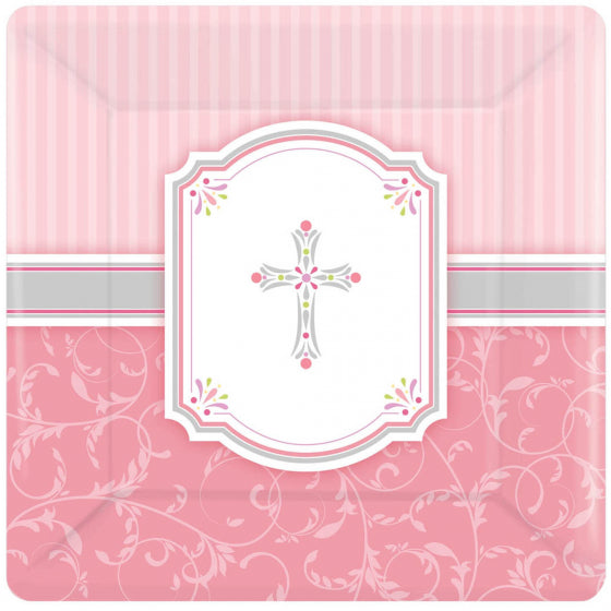 BLESSINGS PINK 17CM SQUARE PLATE