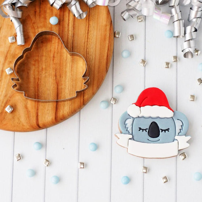 Christmas Koala-Bear with Banner Stainless Steel Cookie Cutter