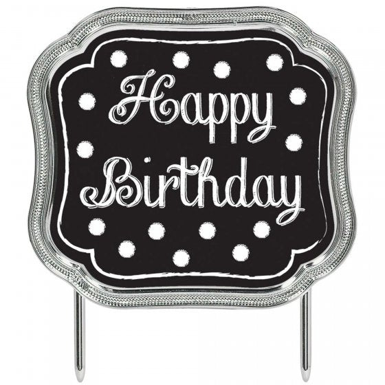 Happy Birthday Plastic Cake Topper Black