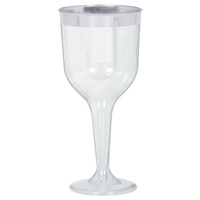 Premium Clear w-Silver Trim Wine Glass