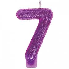 Number 7 Glitter Purple Molded Candle