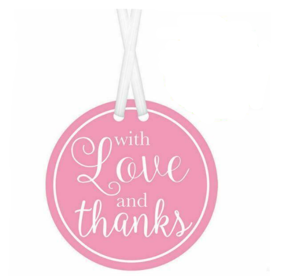 New Pink Love & Thanks Printed Tags