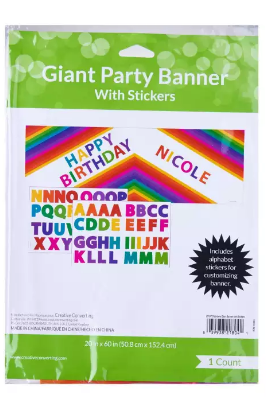 Rainbow Giant Party Banner with Stickers