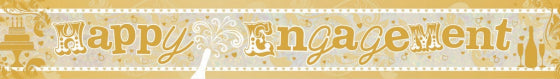 Happy Engagement Gold Banner Holographic