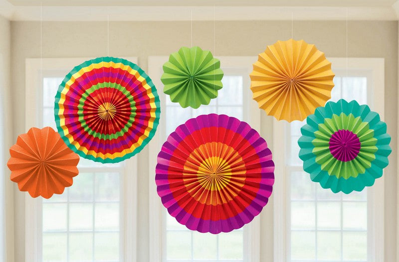 Mexican Fiesta Hanging Paper Fan Decorations
