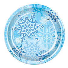 Snowflakes 23cm Round Christmas Paperplate Pack of 8