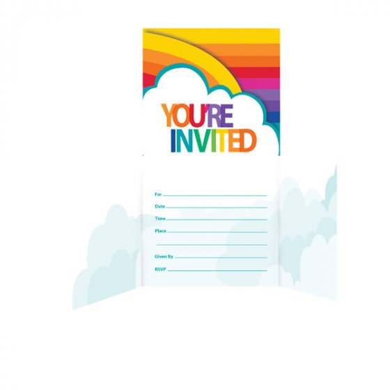 Rainbow Invitations You're Invited Diecut