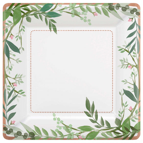 Love & Leaves Square Paper Plates