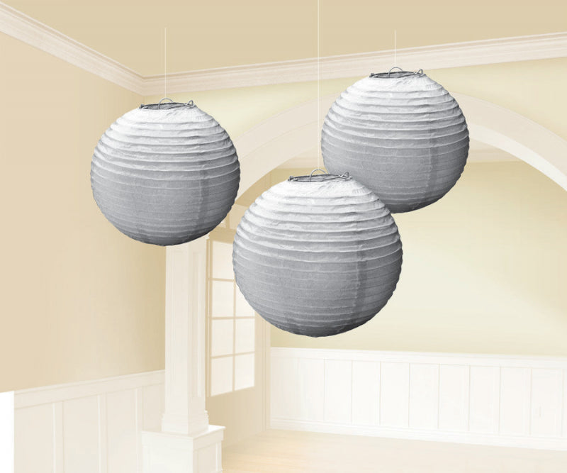 Silver Paper Lantern Round with Metal Frames
