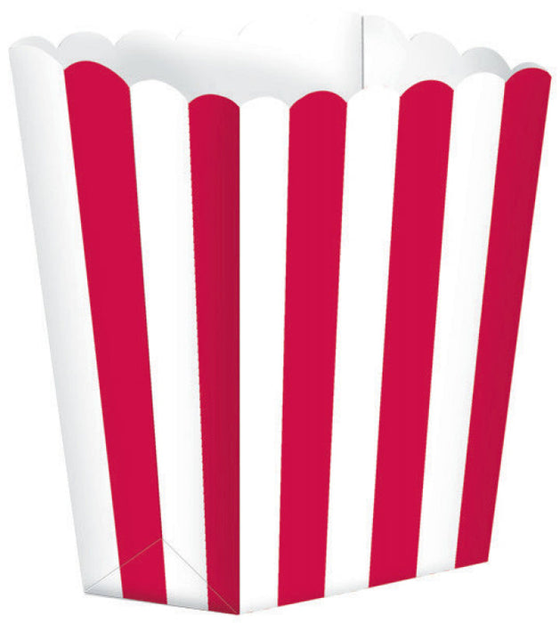 Popcorn Favor Boxes Small Striped Apple Red