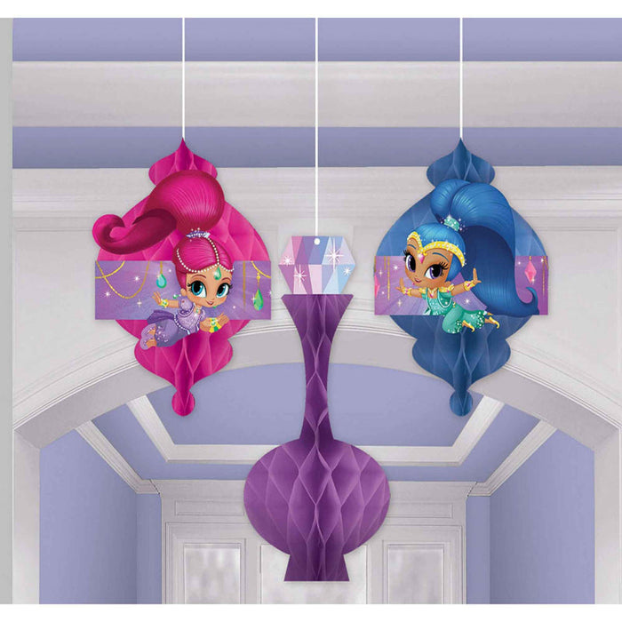 Shimmer and Shine Birthday Honeycomb Decorations