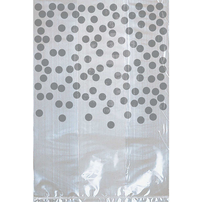 Cello Party Bags Silver Dots Lolly Treat