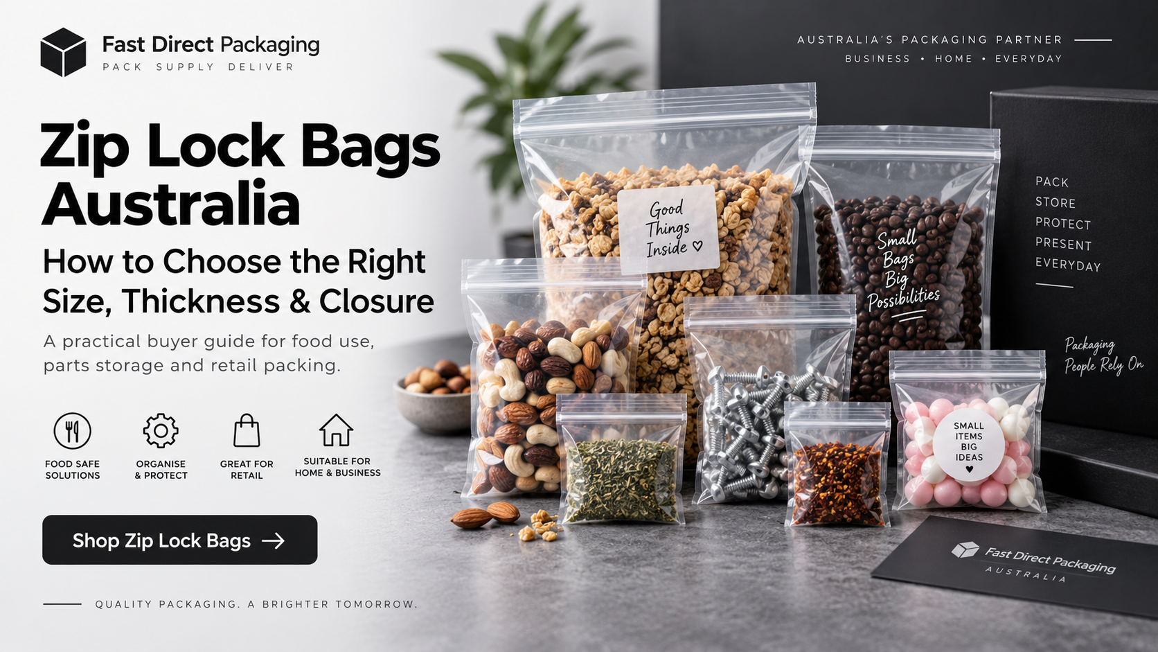 Zip lock bags Australia size thickness and closure buying guide