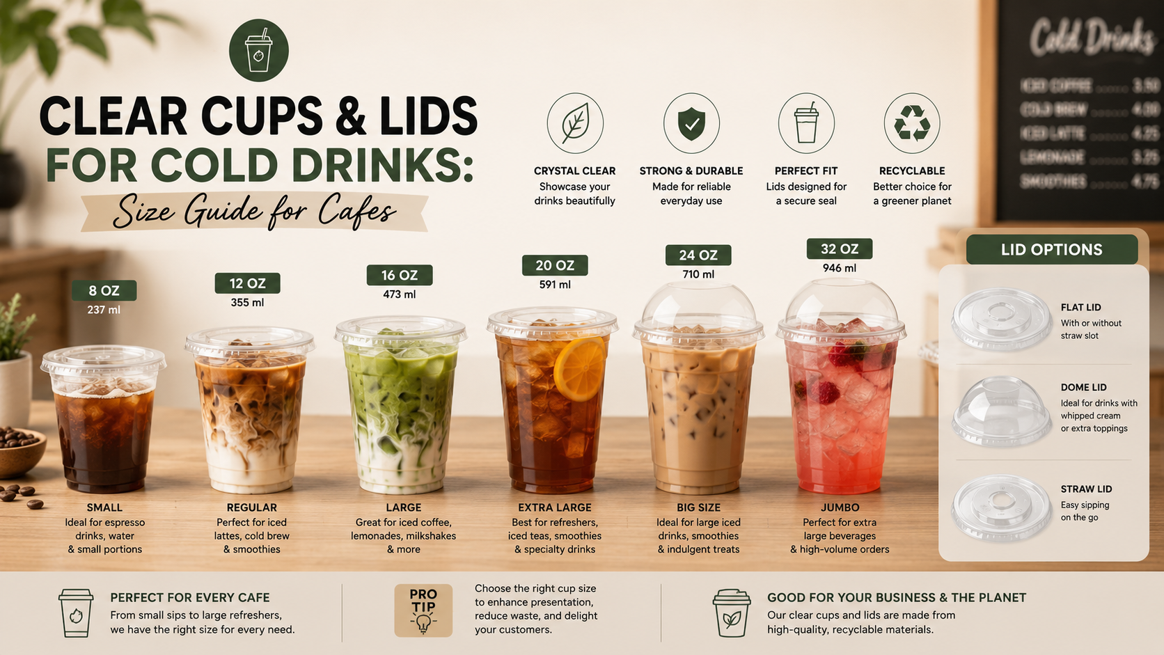 Choosing the Right Clear Cups and Lids for Cafe Cold Drinks