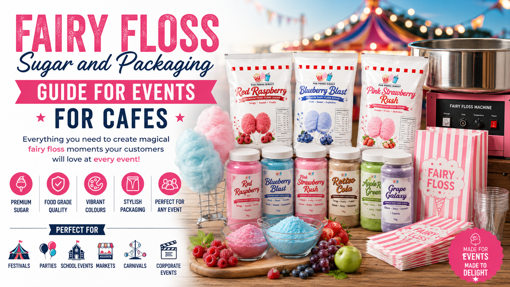 Premium Fairy Floss Sugar and Packaging Solutions for Australian Events
