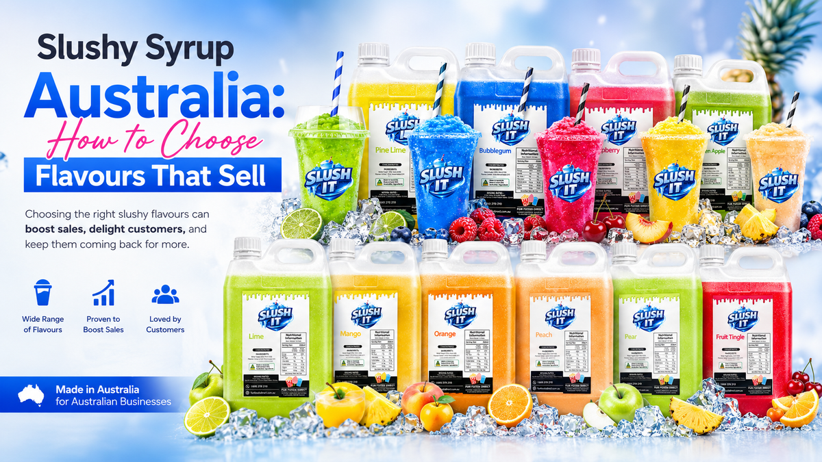 Slushy Syrup Australia Blog Banner – Professional Mixed Flavours Slush Syrup Range for Cafes, Events & Frozen Drink Businesses