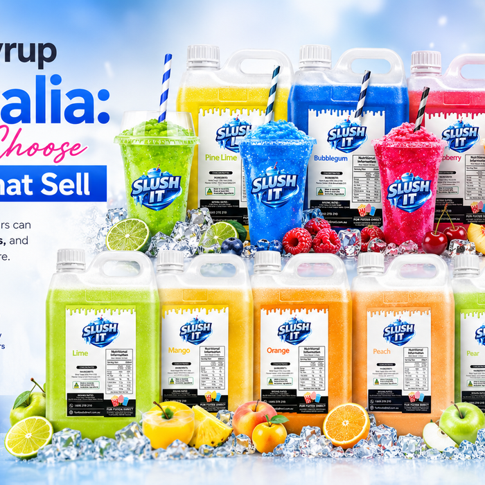 Slushy Syrup Australia Blog Banner – Professional Mixed Flavours Slush Syrup Range for Cafes, Events & Frozen Drink Businesses