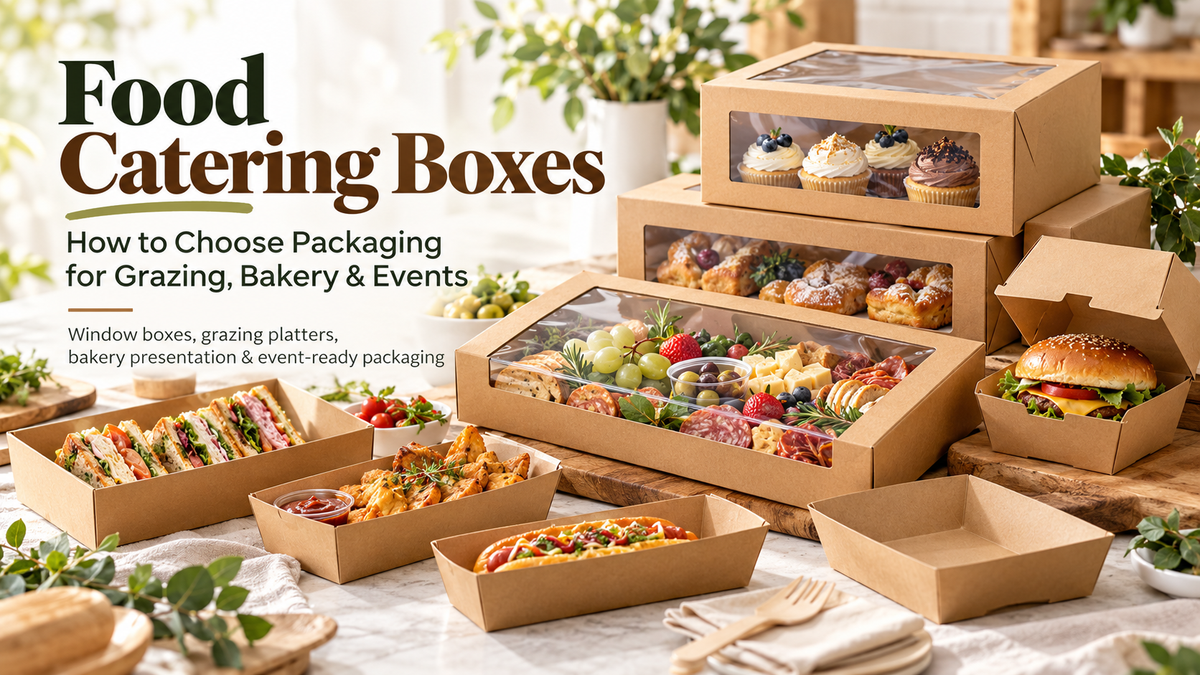 Food catering boxes for grazing platters, bakery products and events in Australia
