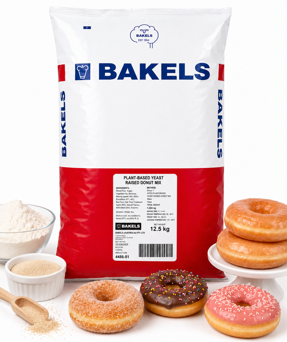 Bakels Plant-Based Yeast Raised Donut Mix 12.5KG – Vegan Donut Premix for Soft & amp; Fluffy Doughnuts