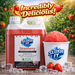 Strawberry Sno Cone Syrup in a 2L bottle next to a slush cup filled with strawberry flavor ice.