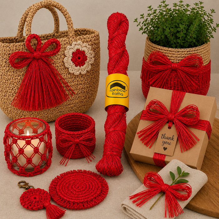 Red Raffia Hank 250g