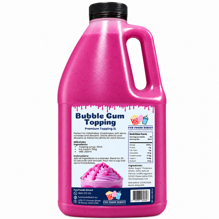 Bubble Gum Dessert Topping for Thickshakes, Sundaes & Drinks