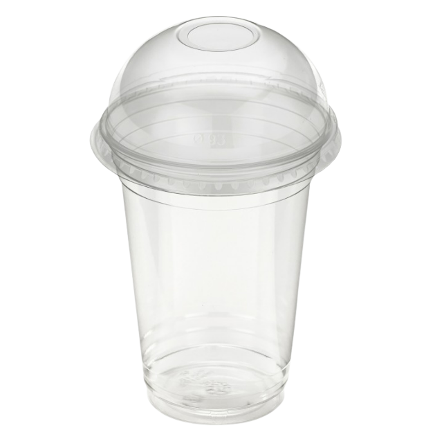 16oz rpet clear cups 98mm eco-friendly RPET plastic cold drink cup with dome lid, sustainable disposable cup for smoothies and iced beverages