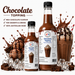 Chocolate dessert topping bottles with rich chocolate flavor for desserts and drinks.