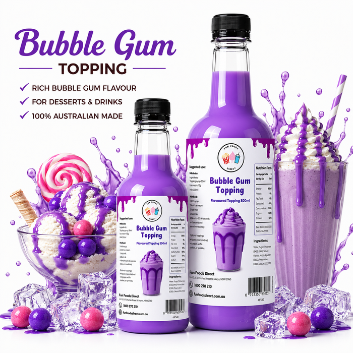 Bubble Gum Dessert Topping for Thickshakes, Sundaes & Drinks