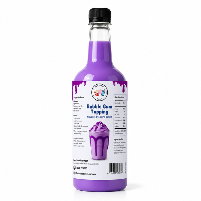 Bubble Gum Dessert Topping for Thickshakes, Sundaes & Drinks