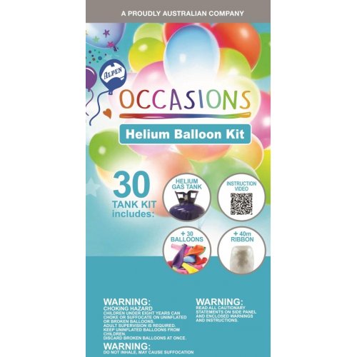 Helium Balloon 30 Kit inc 30 Balloons & Ribbon 3 kits