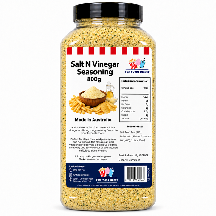 Salt N Vinegar Seasoning | Tangy Flavour Boost for Chips, Popcorn & Snacks