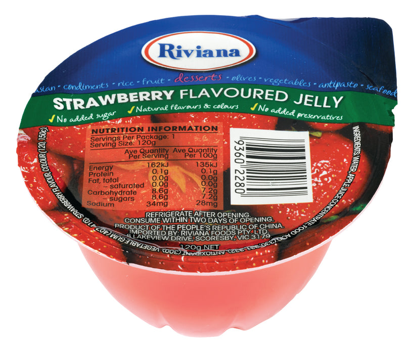 Riviana Jelly Cups Strawberry 48X120 grams