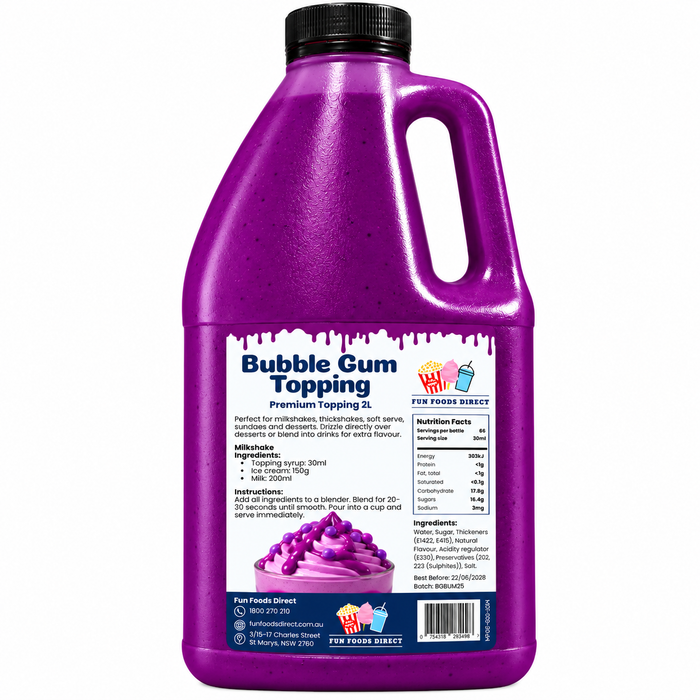 Bubble Gum Dessert Topping for Thickshakes, Sundaes & Drinks