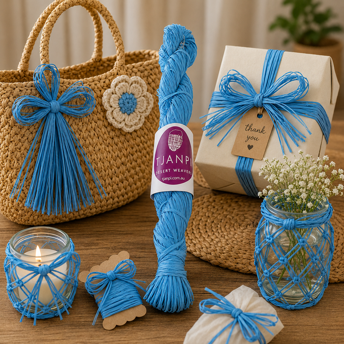 Light Blue Raffia Hank 250g