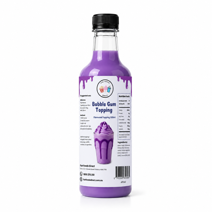 Bubble Gum Dessert Topping for Thickshakes, Sundaes & Drinks