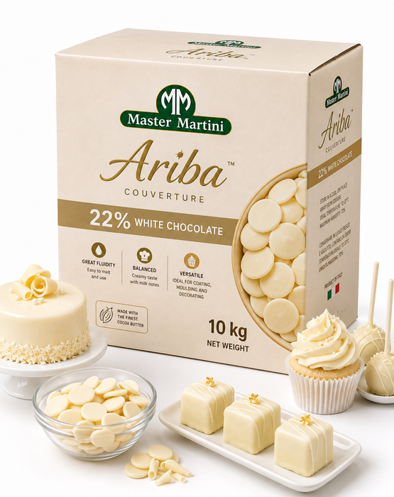 Master Martini Ariba 22% Couverture White Chocolate Discs – 10kg
