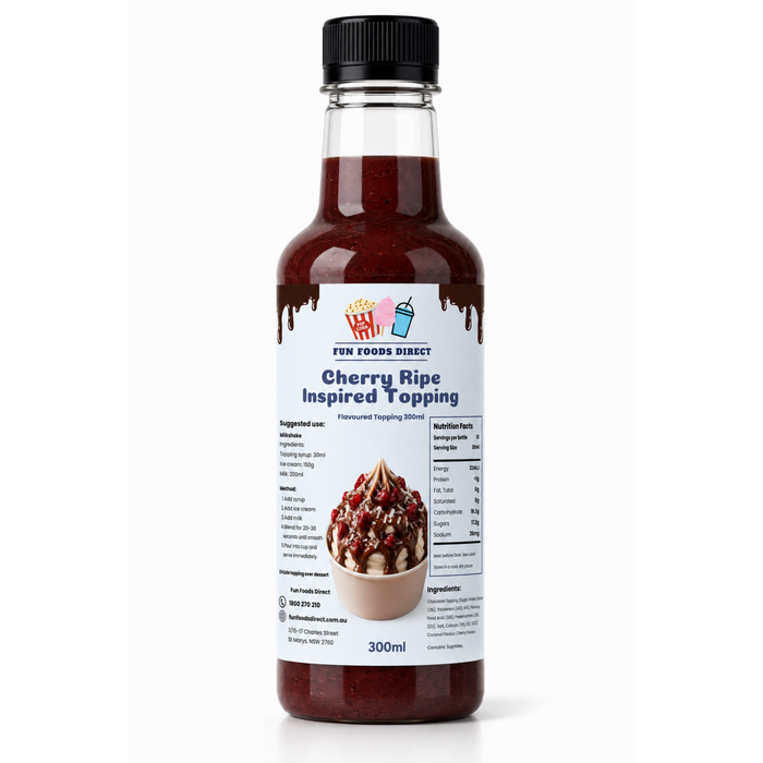 Cherry Ripe Inspired Premium Milkshake Syrup & Dessert Topping for Thickshakes, Sundaes & Drinks