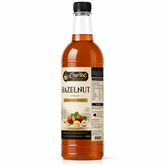 Hazelnut Syrup Premium Range 800mL | Rich Roasted Hazelnut Café Syrup