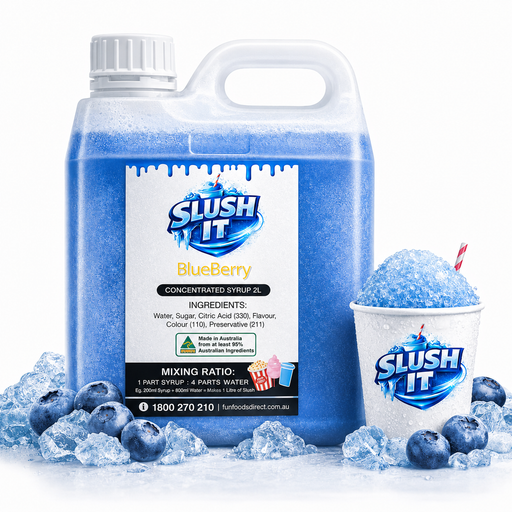 Blueberry Sno Cone Flavour Bottle 2L - blueberry slushy syrup for refreshing icy drinks, ideal for parties and events.