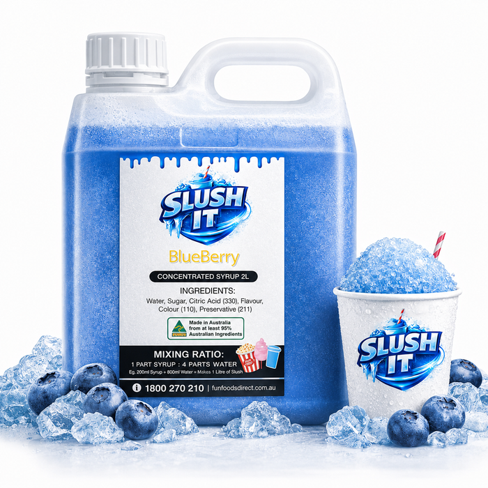 Blueberry Sno Cone Flavour Bottle 2L - blueberry slushy syrup for refreshing icy drinks, ideal for parties and events.