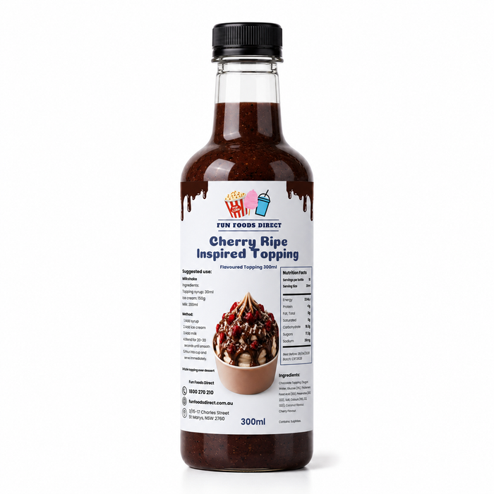 Cherry Ripe Inspired Premium Milkshake Syrup & Dessert Topping for Thickshakes, Sundaes & Drinks