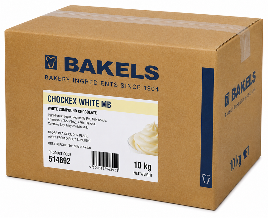 CHOCKEX White MB 10KG Carton – Premium White Compound Chocolate for Baking, Coating &amp; Desserts