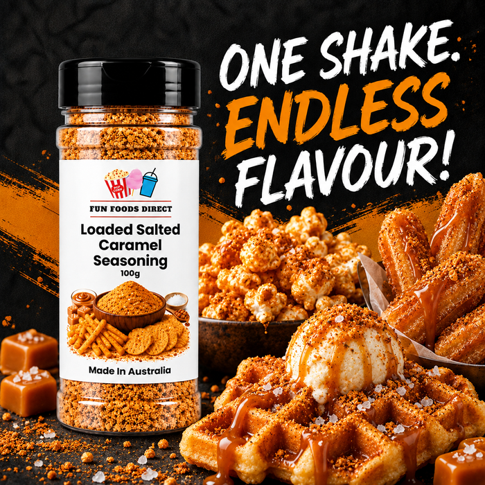 Loaded Salted Caramel Seasoning | Sweet & Salty Flavour Boost for Chips, Popcorn & Desserts
