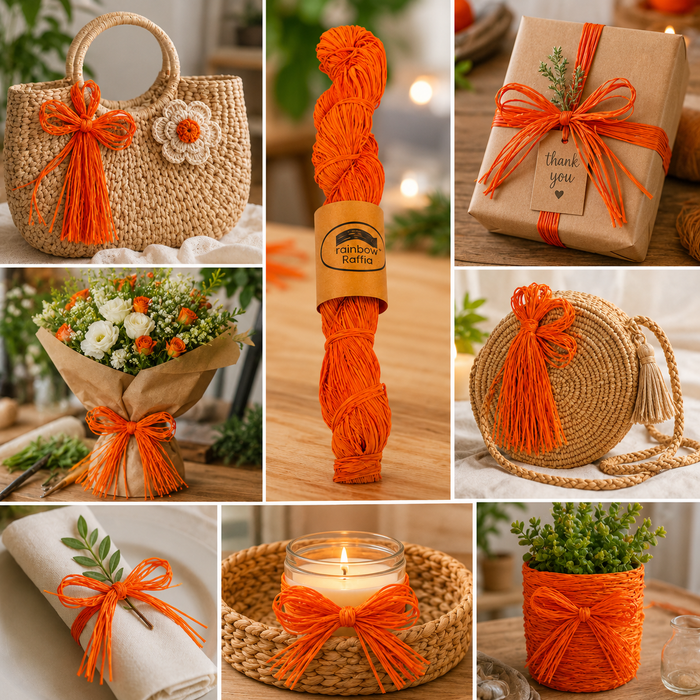 Orange Raffia Hank 250g