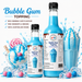 Bubble Gum dessert topping bottles with rich blue syrup, ideal for desserts and drinks, 100% Australian made.