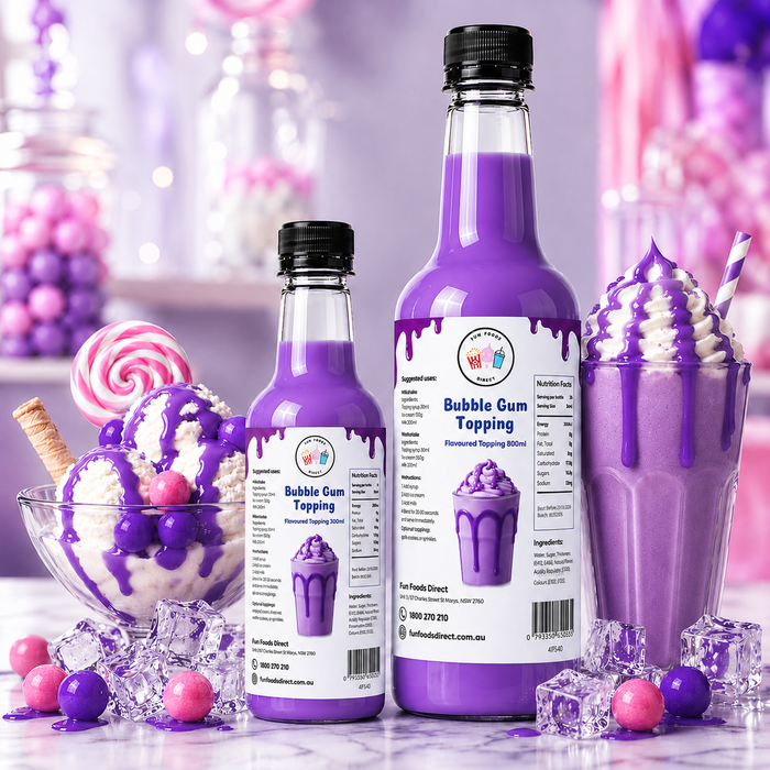 Bubble Gum Dessert Topping for Thickshakes, Sundaes & Drinks