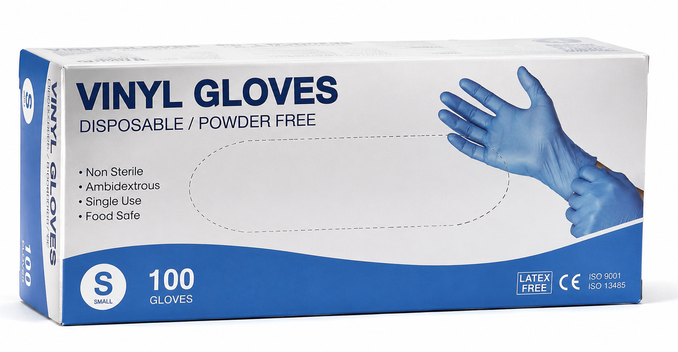 Vinyl Gloves Powder-Free Blue Small (S) 100’s